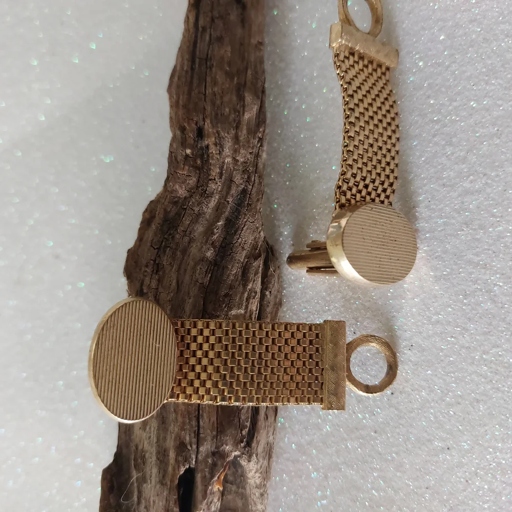Dante Gold Mesh Cuff Links with Textured Design, Estate Jewelry, Vintage